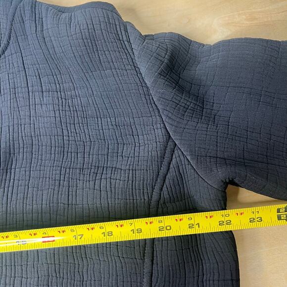 Chicos 1 Black Silk Blend Open Front Jacket Textured Stand Collar Magnet Closure - Picture 8 of 11